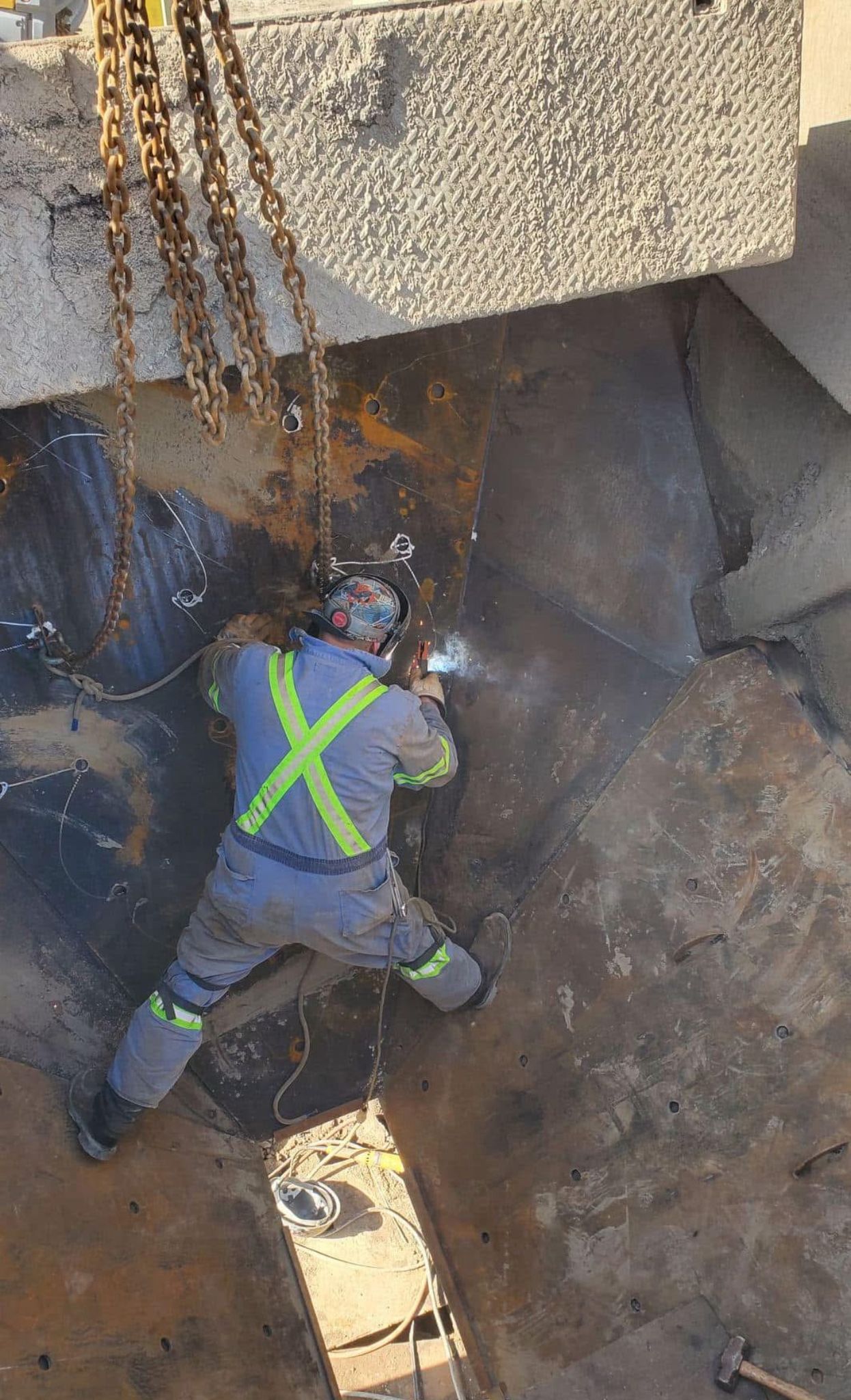 Steel tower structural welding and industrial repair work